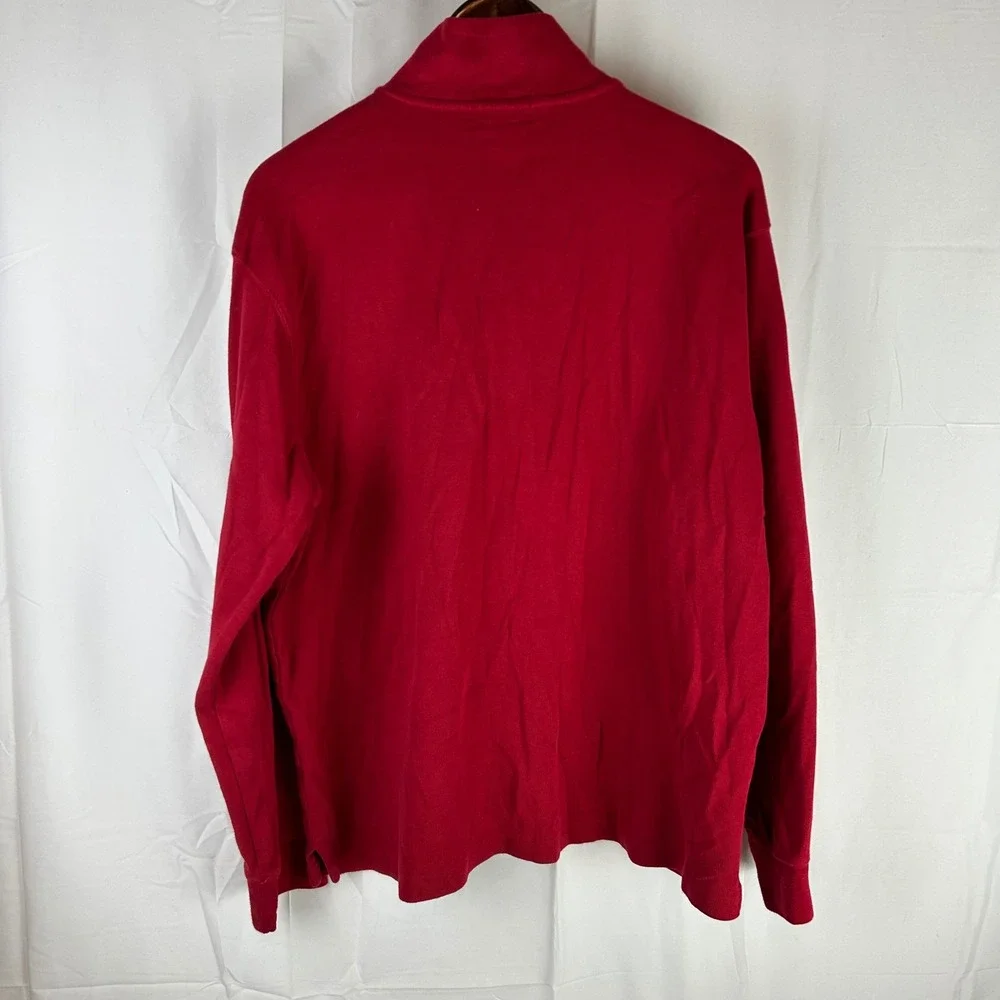 Polo Ralph Lauren Mens Red Cotton Estate‎ Rib Quarter Zip Pullover Sweatshirt XL